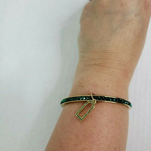 Coach Bangle Bracelet Designer Signed Gold Green - Picture 1 of 8